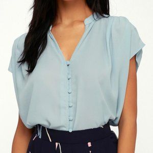 Lulu's Carlton Light Blue Button-Up Top - XS